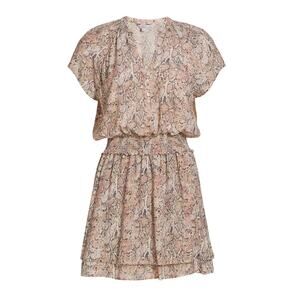 RAILS anthropologie anthro gray pink snake print Karla smocked mini dress